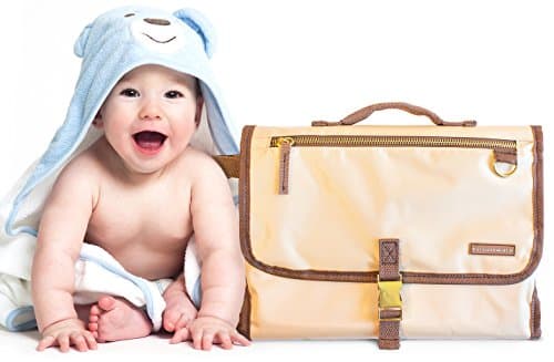 Strawbewwies Baby Changing Station, Portable Diaper Changing Clutch for Toddlers, Babies &amp; Infants, Travel Changing Mat w/Pacifier Case &amp; Strap, &amp; Wipe Case