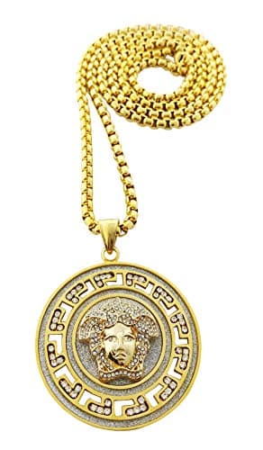 Exo Jewel Stainless Steel Medusa Medallion Pendant Necklace