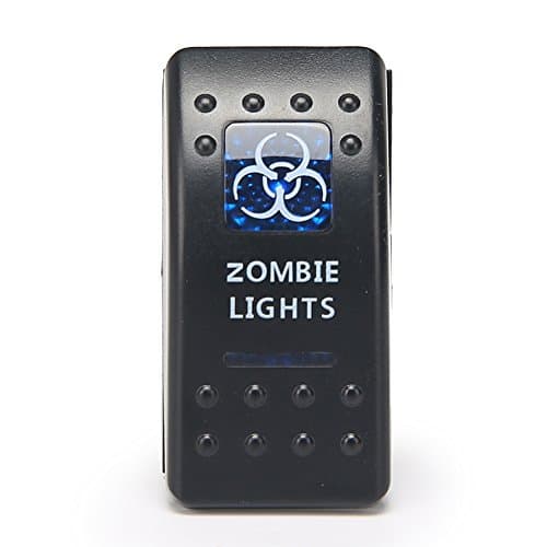 SinoAuto Laser Zombie Lights Rocker Switch ON-OFF 5 Pin LED Lights w/ Jumper Wire Car Boat 20A 12V Blue