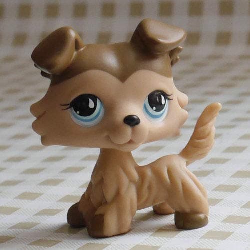 #893 Pale Chocolate Collie Dog pubby Figure 2 inch Littlest pet Shop Get 1 Pcs