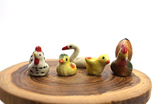 Chicken Ceramic Toy Mini Animals Dollhouse Miniatures Figurine set 5 pcs.#2