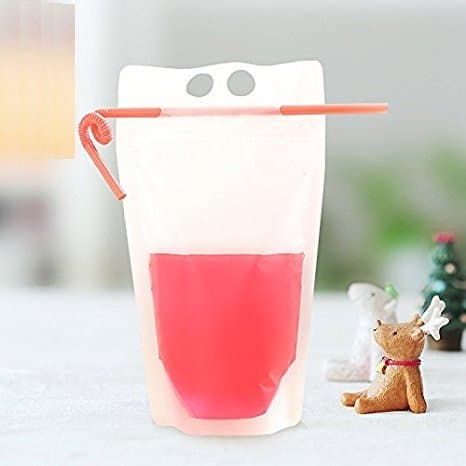 SarSean 10PCS 500ML Frosted Zipper Hand-Held Heat-Resistant Plastic Bags for Drinks Cocktail Tea Juice