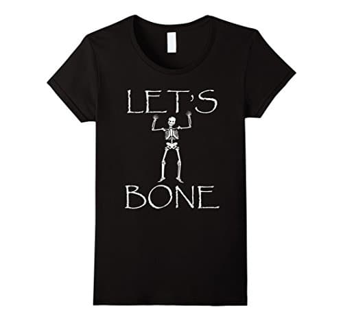 Womens Lets Bone Skeleton Cute Funny Halloween Party T Shirt Skull  Large Black