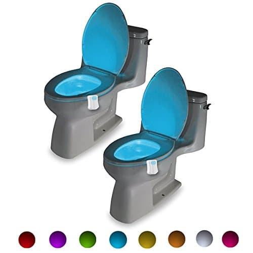[2 Pack] Toilet Night Light, Seetru LED Sensor Motion Activated Toilet Light with 8 Colors Changing Night Light Toilet Bowl Light for Toilet / Kitchen / Bathroom