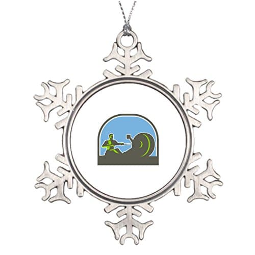 Carolor Personalised Christmas Tree Decoration Rower Rowing Machine Half Circle Retro Christmas Balls Snowflake Ornaments