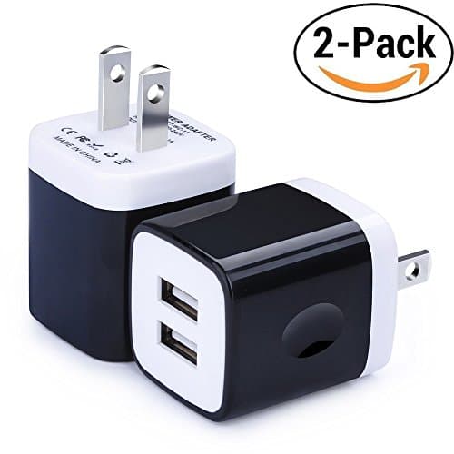USB Wall Charger, Charger Adapter, Hootek 2-Pack 2.1Amp Dual Port Quick Charger Plug Block Cube for iPhone X/8/7/6S/6S Plus/6 Plus/6, Samsung Galaxy S7/S6/S5 Edge, LG, HTC, ZTE, Motorola, Nokia