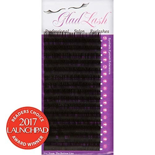 Salon Professional Mink Eyelash Extensions by Glad Lash | C Curl - 0.25 Thickness | 7mm to 16mm Length Options | Individual Single Strands on the Tray | Synthetic Mink | 100% Vegan Lashes | (11mm)