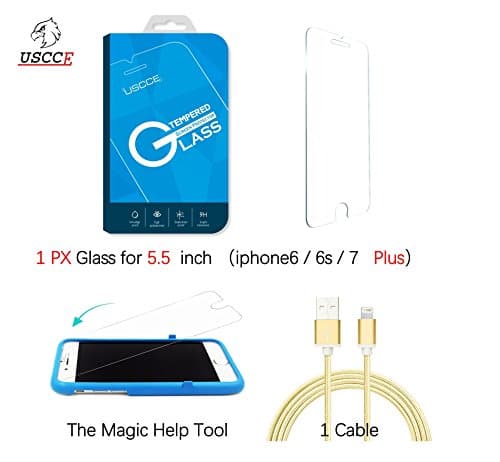 iPhone 7 6S 6 Plus Screen Protector, USCCE Tempered Glass Screen Protector 9H Hardness, Bubble Free, Crystal Clear, 2.5D edges, Easy Install Tool for Apple iPhone 7 Plus, 6S Plus, 6 Plus