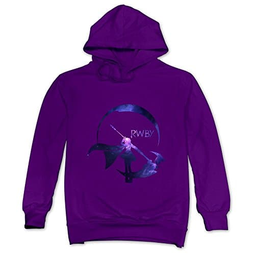 Cool RWBY Starry Crescent Sky Ruby Rose Logo Men's Hood Sweatshirt Purple Size XXL