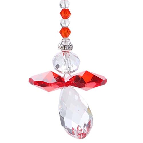 Anna Crystalword Rainbow Collection Crystal Guardian Angel Aurora Borealis For Home/Car &amp; Porch Decor &amp; Hangings Ornament (Red)