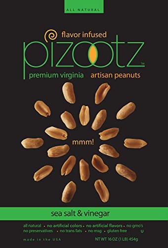 PIZOOTZ Sea Salt and Vinegar Flavor Infused Peanuts, Premium Virginia Gourmet, 16 Ounce