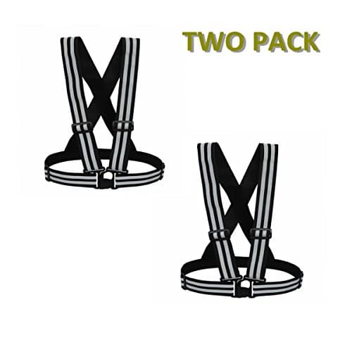 YINGUANG 2 Pack Reflective Gear Jogging Cycling Working Motorcycle Riding or Running High Visibility Neon Lightweight Adjustable Jacket Day and Night Activity Running Safety Vest, Black