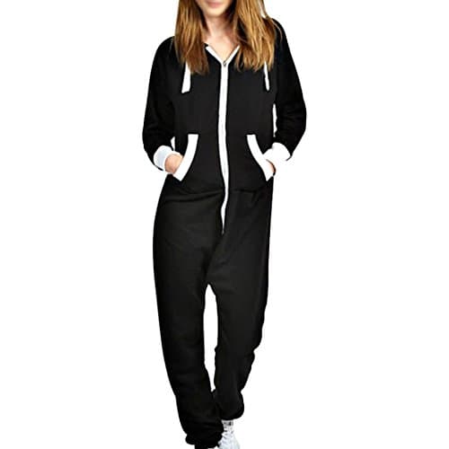 HDH Unisex Onesies Full Zip Up All In One Hooded Jumpsuit Playsuit Brushed For Men Women