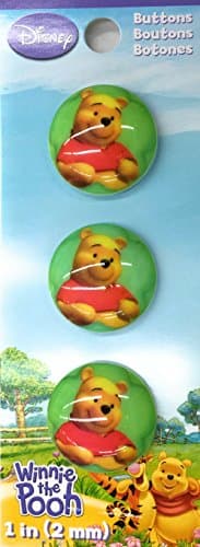 tRIMS UNLIMITED Disney Winnie the Pooh Button, 1-inch, 3-pack Wrights 881-612