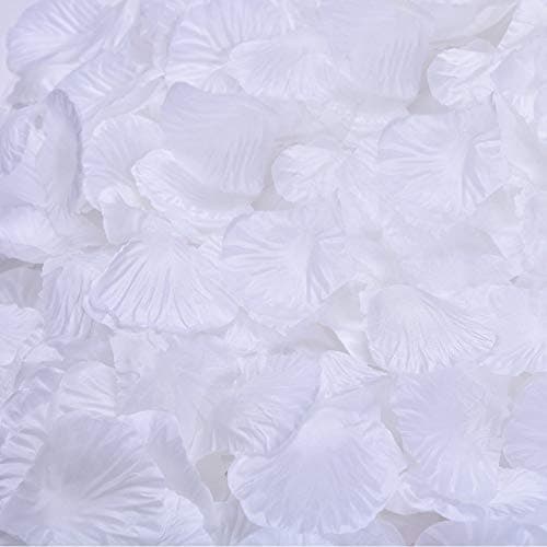 BESKIT 3000 Pieces Rose Petals Artificial Flower Silk Petals for Valentine Day Wedding Flower Decoration (White)