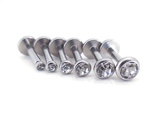 1.5mm-4mm Triple Forward Helix Bezel Set Clear CZ Tragus 316L Surgical Steel Cartilage Bar Piercing 16g