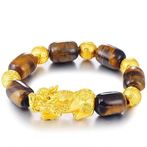 Mkxiaowei Jin Sha domineering men fortune Natural Huanghu eye stone six words Pixiu bracelet