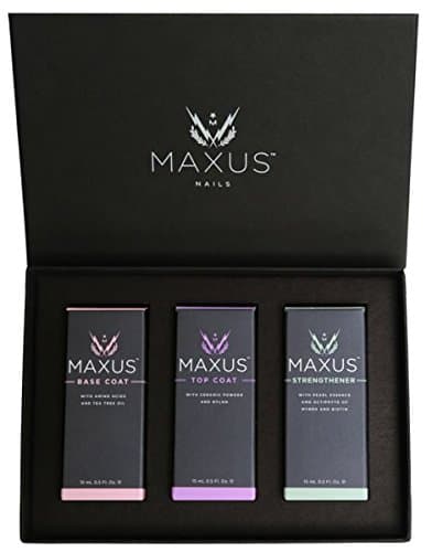 Maxus Nails Complete Collection Containing Base, Top and Nail Strengthener