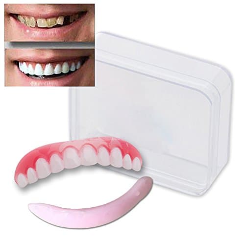 Cosmetic Teeth Instant Smile for Women Men 1 Pack. (Small, Bleached) Uppers Only- Arrives Flat (M) As Seen On TV