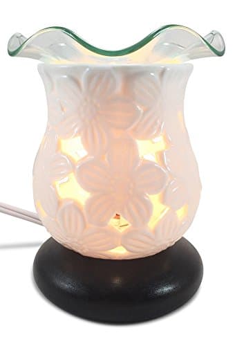 Flower Lace Porcelain Ceramic Electric Dimmer-controlled Fragrance Lamp with Free Replacement Halogen Bulb