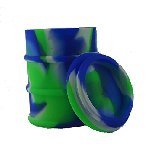 Eoozon 500ml Mega Silicone Barrel Drum Shape Non-stick Silicone Dab Container Wax Jar Pop Top With Tight Cap (Blue/White/Green)