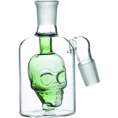 SCIENTIFIC LAB EQUIPMENT 12-516, ASH HOLDER SKULL FACE DESIGN 45 ANGLED JOINT GREEN MALE 18MM