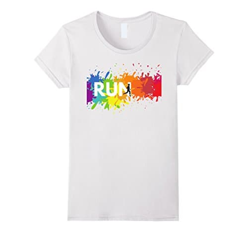 Womens Color Run T-Shirt Splatter Art Medium White