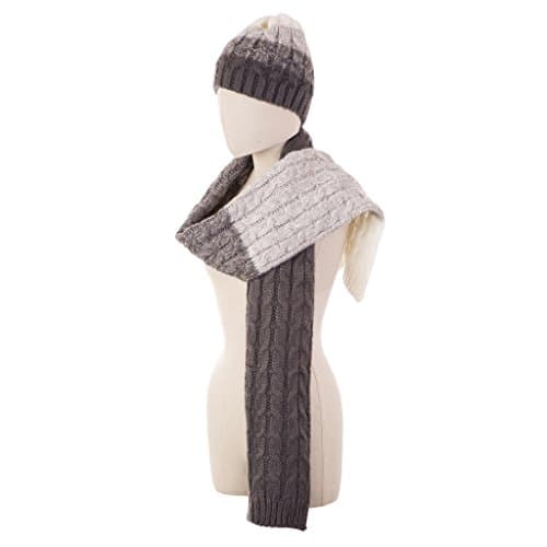 eUty Scarf and Hat 2pcs Set Knitted Warm Skullcaps Thicken Beanie Cap Multi-colored