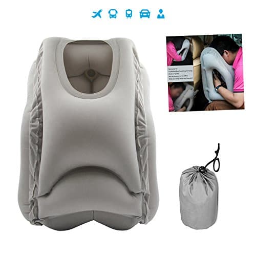 LightFamily Travel Airplane Pillow Inflatable Grey Soft