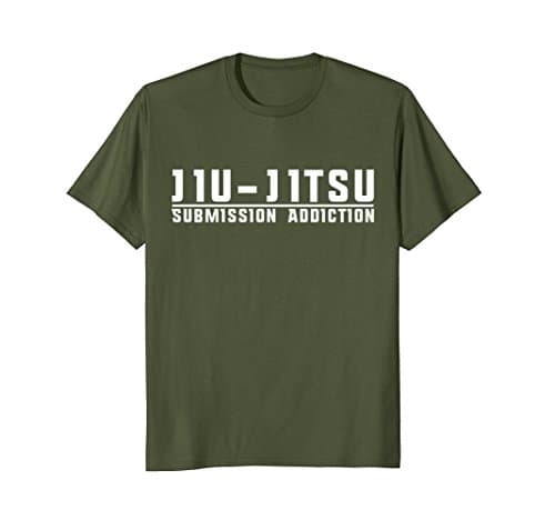 Mens Brazilian Jiu-Jitsu T-Shirt of Submissions XL Olive