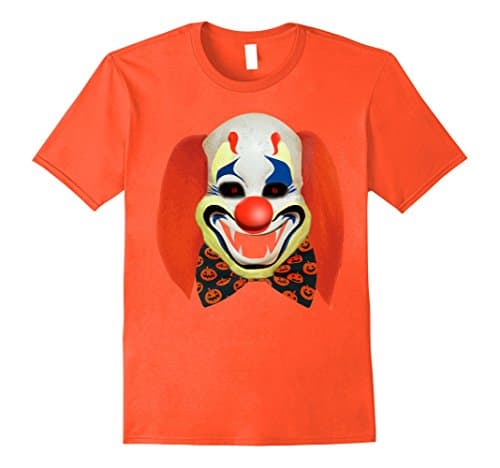 Mens Halloween Clown T-shirt vampire fangs and Pumpkin Boe tie 2XL Orange