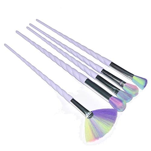 Unicorn Makeup Brushes Set Cosmetics For Make Up Rainbow Hair Foundation Powder Blush Eyebrows Contour Highlight Brush Tool kit For Eyeshadow Eyes and Face (5pcs small unicorn)