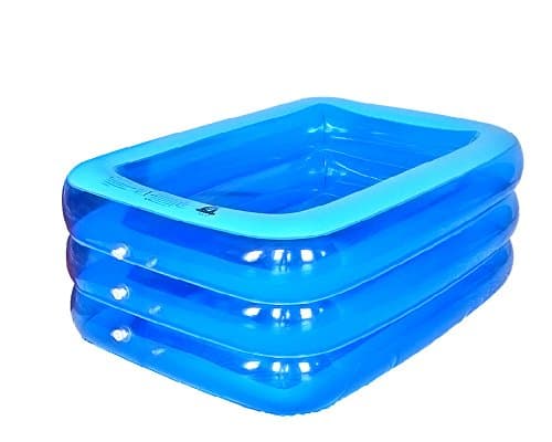 LLZJ Baby Inflatable Pool Paddling Swimming Foldable Travel Beach Ball Pond Family Soft Toddler Kid Childrens Bath Tub Rectangle 3 Rings Environmental Pvc 150CM