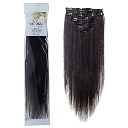 Emosa 20" Clip in Remy Human Hair Extensions Off Black 7pcs 70g