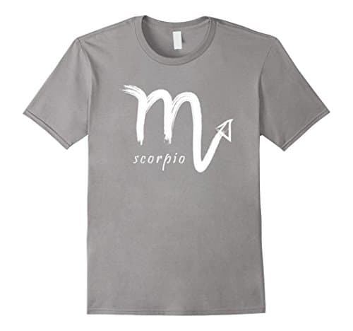Mens Scorpio Zodiac Symbol T-Shirt With Painted Astrological Sign Large Slate