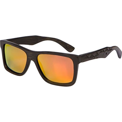 Wood Sunglasses - SHINER Gray Bamboo Sunglasses with Polarized Black Lens (Black Bamboo, Fire)