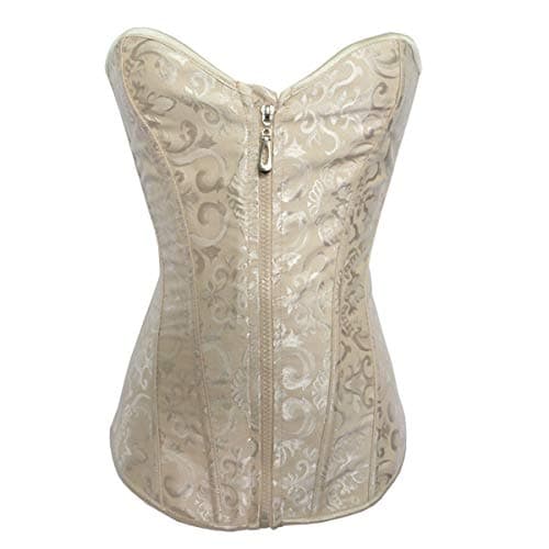 GoodmanShop Sue Shop Womens White Floral Overbust Lace up Corset/Bustiers