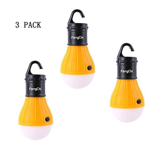 LED Camping Lantern, FengChi [3 PACK] Emergency Tent Light – Backpacking, Hiking, Fishing, &amp; Outdoor Lighting Bug Out Bag Camping Equipment | Portable, Compact, &amp; Water Resistant Gift (yellow)
