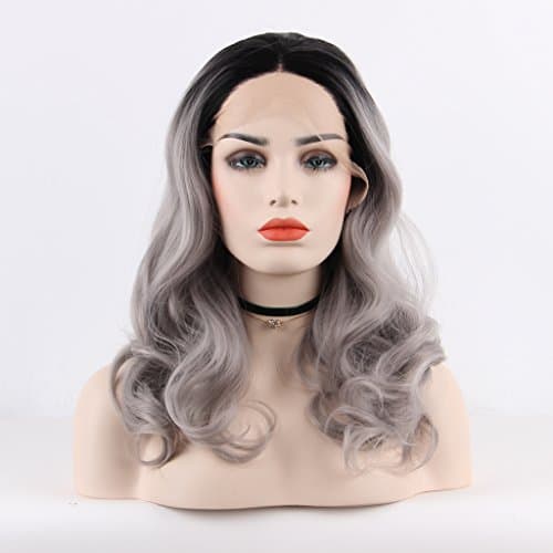 Arimika Ombre Silver Grey Bodywave Heat Safe Synthetic Soft Bouncy Layered Lace Front Wig For Women