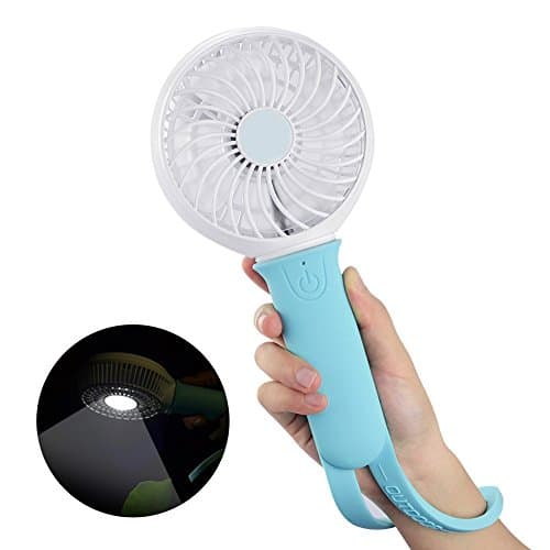 SANMU 3 Speeds Electric Portable Rechargeable LED Light Mini Blue Handheld Fan Outdoor Travel