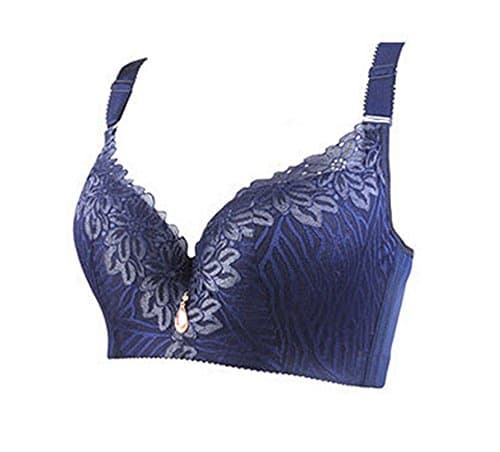 Stephomcook E F Large Cup Push Up Bra Lace Plus Size Bras Women Sexy Intimate Female Underwear Big BH Deep Blue2 38 85