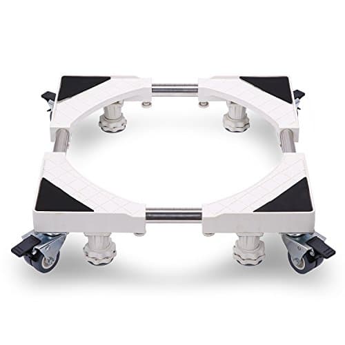Lineito Adjustable Mobile Base Multi-functional Movable Base with 8 Locking Rubber Swivel Wheels and 4 Feet Roller Dolly for Dryer, Washing Machine and Refrigerator