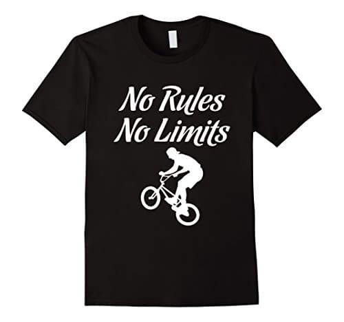 Mens No Rules No Limits Bicycling Bike Cyclist BMX T-Shirt Small Black