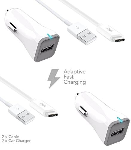 LG G6+ Plus Type-C 2.0 Cable Adaptive Fast Charger Kit by Ixir {2Car Chargers -2 Type-C Cables} Fast charger up to 50% faster charging!