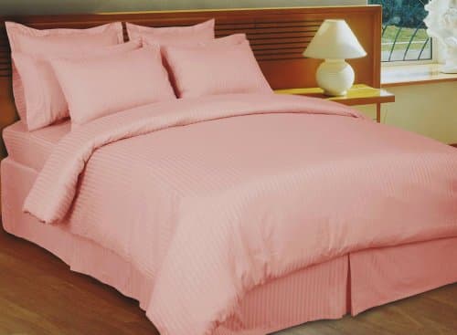 600 Thread Count 100% Egyptian Cotton 3-pcs Duvet Cover Set- Luxury Sateen Stripes (Blush, King/California King)
