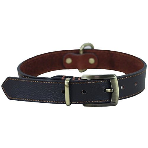 CHEDE Luxury Real Leather Dog Collar- Handmade For Large Dog Breeds With The Finest Genuine Leather-Best Quality Collar That Is Stylish ,Soft Strong And Comfortable-Brown Dog Collar