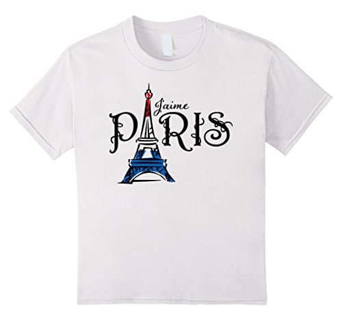 J'aime Paris (I Love Paris) Eiffel Tower French Flag T-Shirt - Kids 8 - White