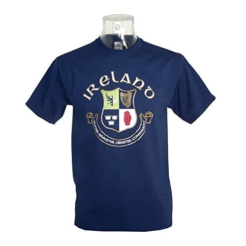 Trad Craft T-Shirt with Large Four Provinces Shield Print, Navy Colour