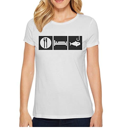 Eat Sleep Fish Slim Fit T Shirts For Women's O-Neck Short Sleeve Cotton Attractive Women Tshirts
