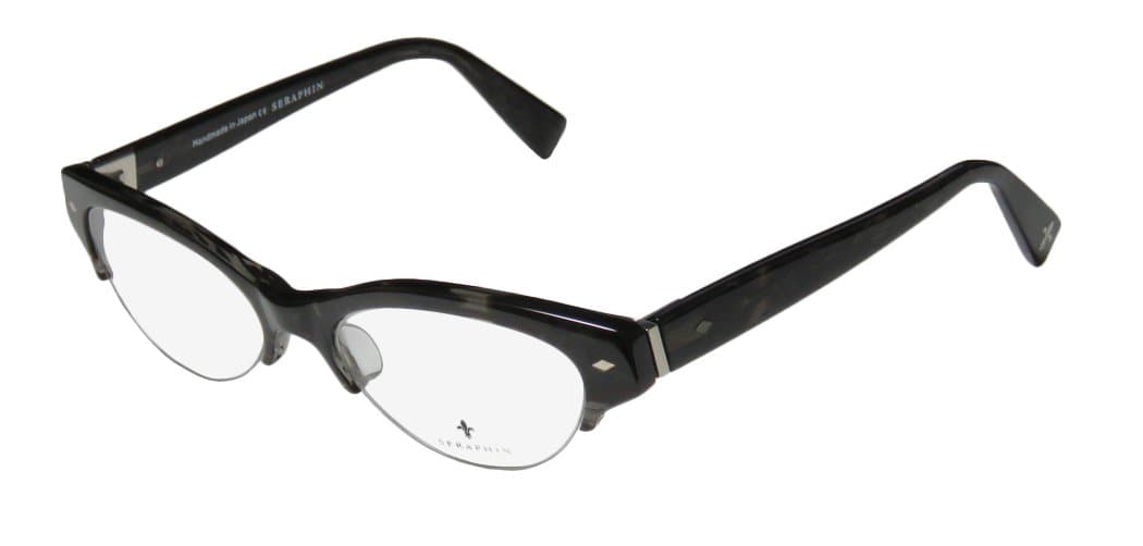 Seraphin Illion Mens/Womens Rx Ready Demo Lens Designer Half-rim Eyeglasses/Eye Glasses (51-17-140, Gray Transparent Pattern)